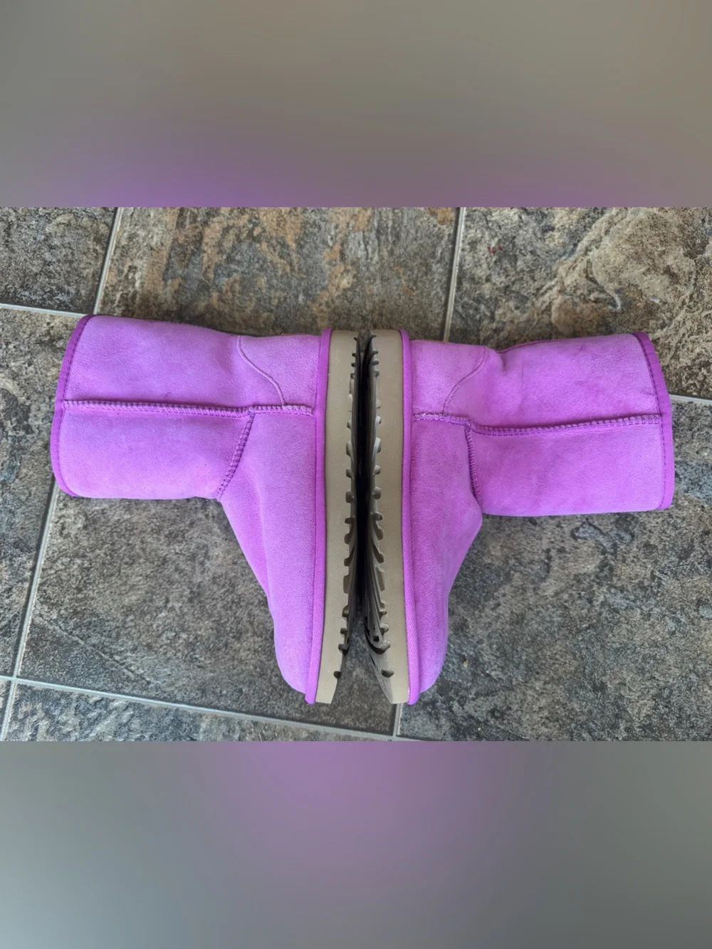 UGG Classic Short Suede Shearling Pull On Boots- Pink/Purple, Women’s Size 7